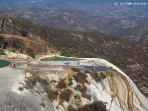 View of the cliff top pools at Hierve El Agua